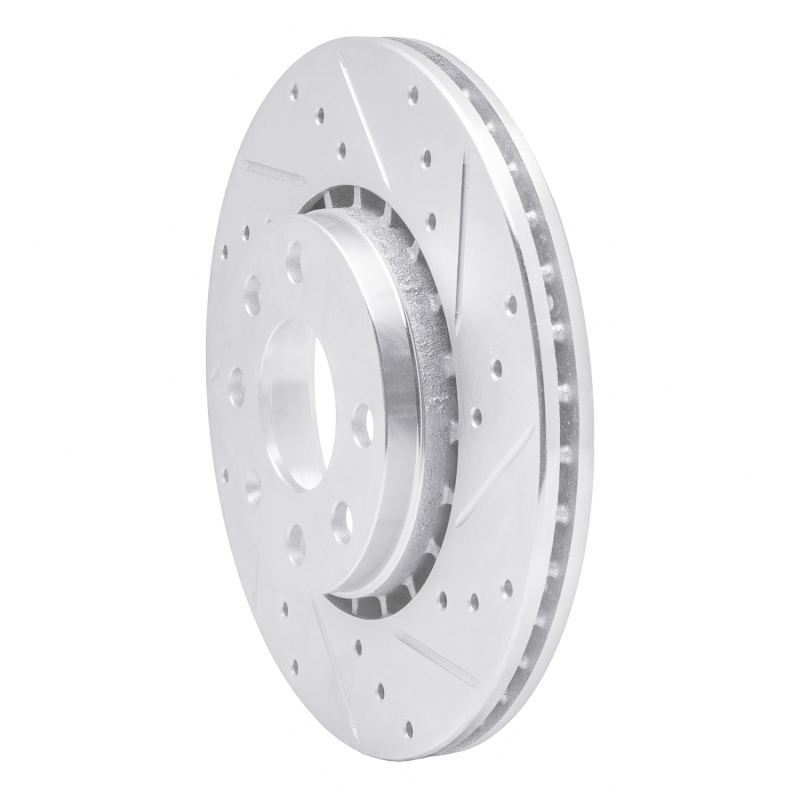 Fiat Punto Brake Rotor (1) - Front Right - R1 Concepts - Drilled & Slotted - Silver - `06-`10